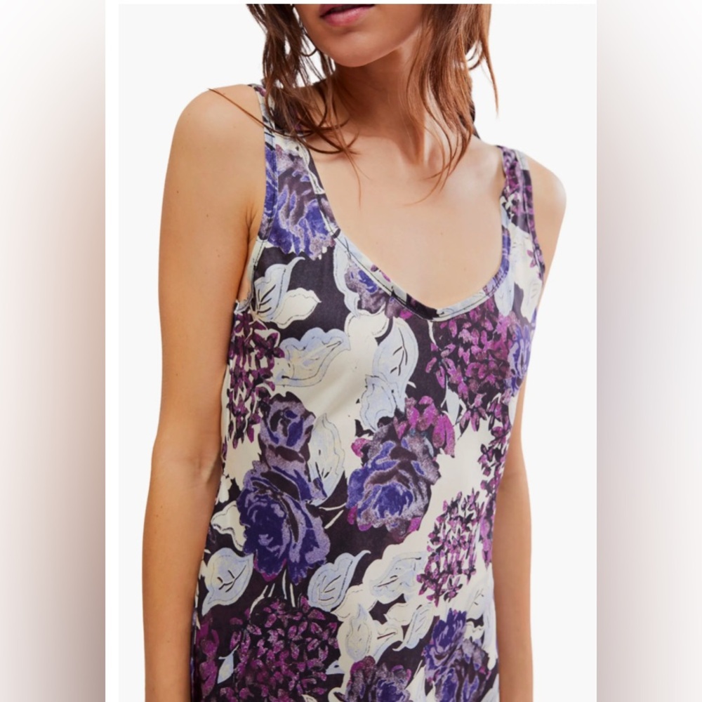 Free People Worth the Wait Floral Maxi Dress in Dark Night Combo $108 Retail NWT
